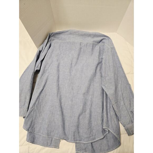 Vtg Carole Little Sz L Blue Western Embroidered Blouse Shirt Cotton Preppy Fairy - Picture 8 of 8